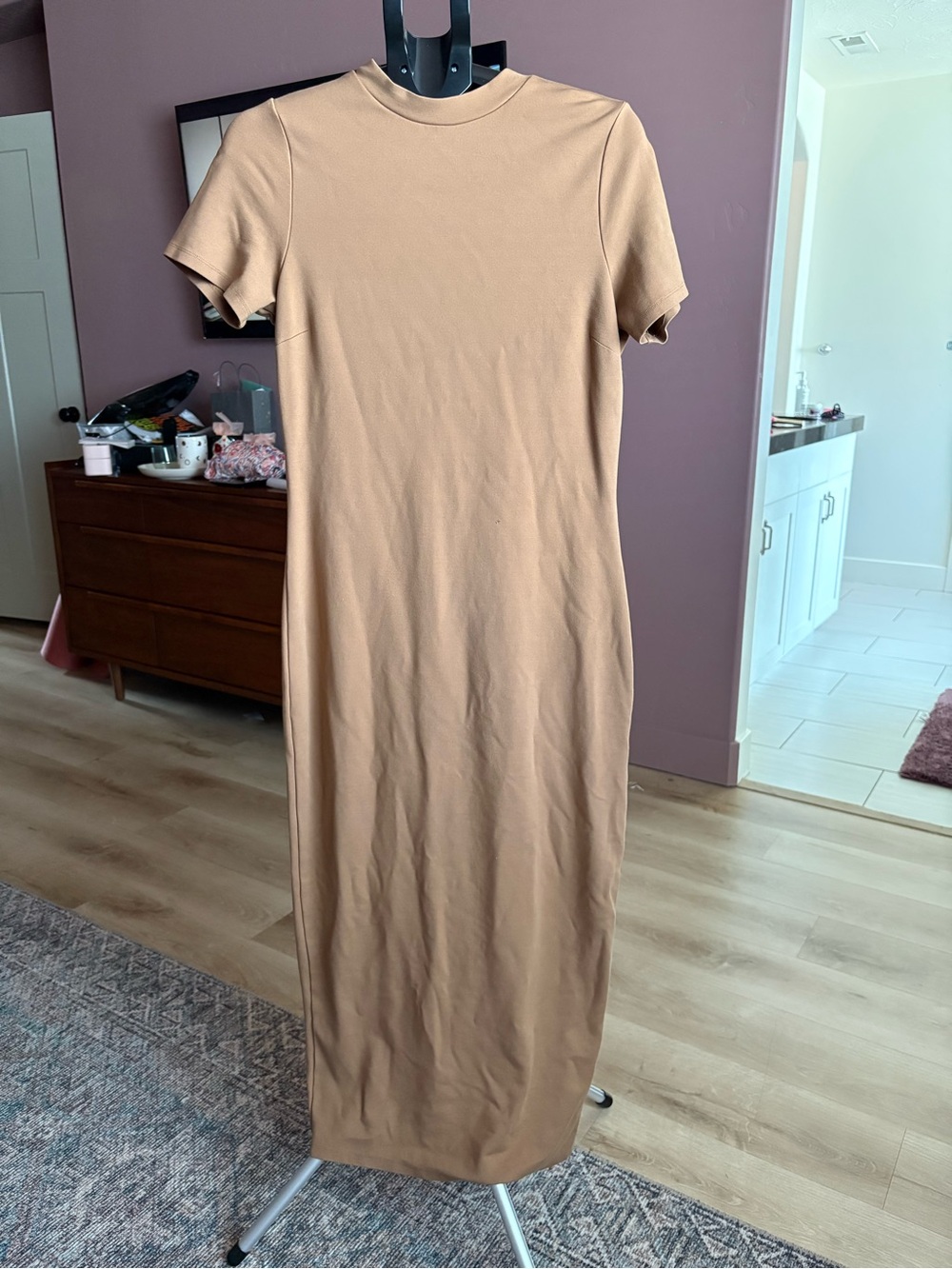 bohme Short-Sleeve Maxi Dress in Camel